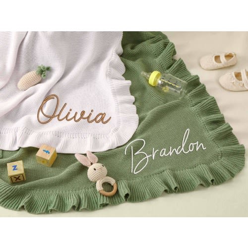 Personalized embroidered baby blanket,Newborn Baby gift,Soft cotton knitted baby blanket,Custom baby name blanket,Baby Gift,Baby shower gift