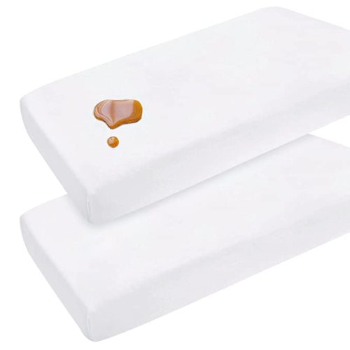 Bedside Sleeper Bassinet Sheets Waterproof to Fit Mika Micky, Baby Delight, MiClassic, Milliard, Baby Joy Bassinet, Soft Breathable Cotton Bassinet Sheet 33"x 20"x 5", 2 Pack Boys Girls, White