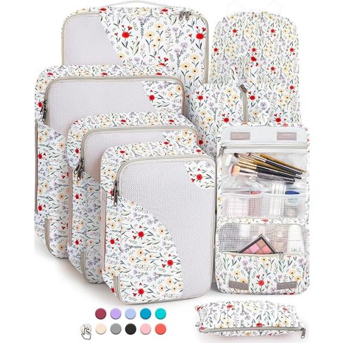 8 Pieces Packing Cubes for Travel, Sturdy Suitcase Organizer in 4 Sizes (Extra Large, Large, Medium, Small), OlarHike Luggage Cubes with Toiletry Bag, Travel Essentials, Cruise Ship Gifts for Women