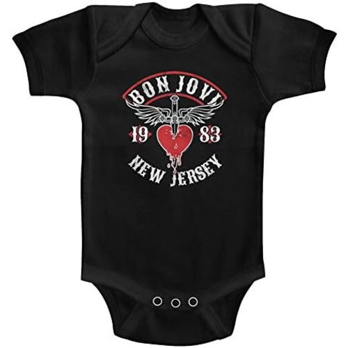 Bon Jovi Rock Band 1983 New Jersey Heart Infant Baby Creeper Snapsuit Romper