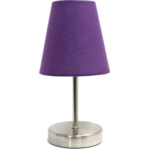 Simple Designs LT2013-PRP Mini Basic Sand Nickel Table Lamp with Fabric Shade, Purple