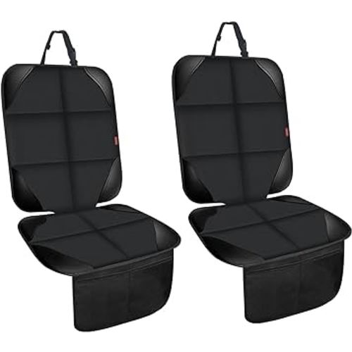 Car Seat Protectors for Child Car Seats,2 Pack Leather Seats Protectors with Non-Slip Bottom Large Mesh Pockets,Waterproof Leather and Fabric Car Seats for SUV, Sedan, Trunk