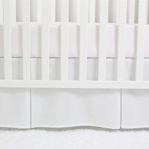 Box Pleated Crib Bed Skirt Premium 100% Cotton 800 Thread Count Nursery Crib Toddler Bedding Crib Bedskirt for Baby Boys or Baby Girls, (28" x 52") + 16" Drop Lenght - White Solid