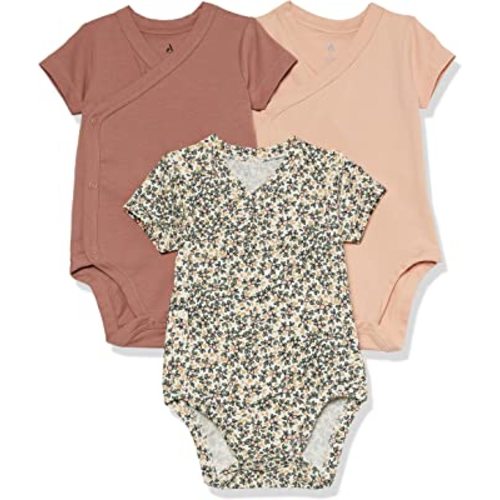Amazon Essentials Unisex Babies' Cotton Short-Sleeve Side Snap Bodysuit (Previously Amazon Aware), Pack of 3