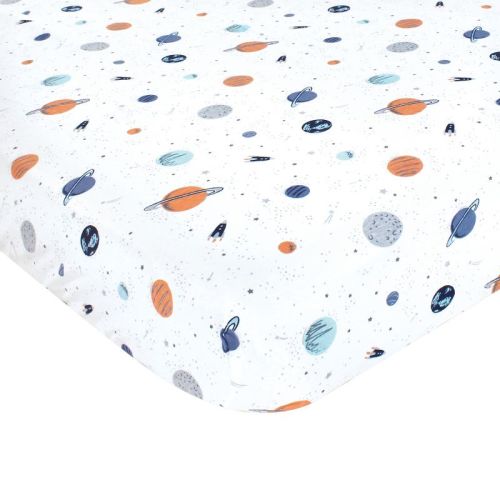 Hudson Baby Infant Boy Cotton Fitted Crib Sheet, Space, One Size
