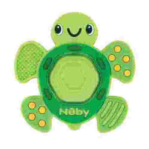 Nuby Teethe N' Pop Sensory Play Teether for Infants, Green Turtle Design