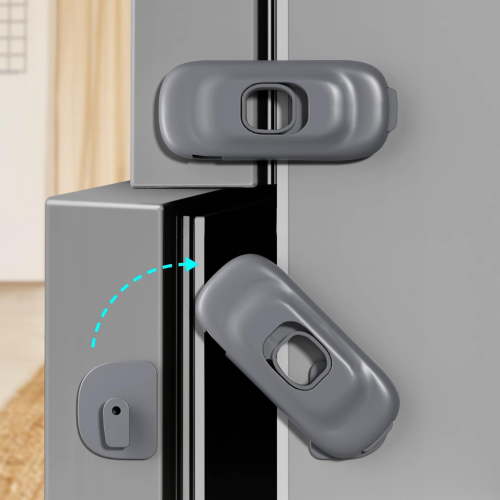 Child Proof Refrigerator Lock, 2 Pack Fridge Locks for Kids with Sticky Adhesive Pads, Child Safety Locks for Doors, RV Refrigerator, Oven Lock Child Safety Baby Cabinet Locks