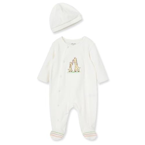 Little Me Gender Neutral Clothes for Baby 2-Piece 100% Cotton Scratch-Free Tag Footie Sleeper and Cap Sets, Preemie to 9M