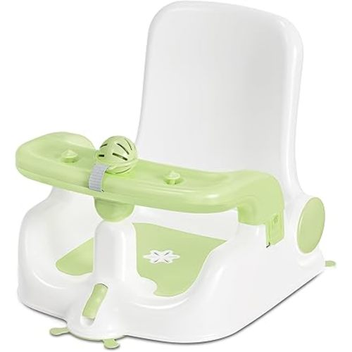 Baby Bath Seat with Sitting & Lying 2 Modes, 3-Speed Adjustment, Powerful Suction Cups, Infant Bathtub Chair with Washable Pillow, Folding and Hanging
