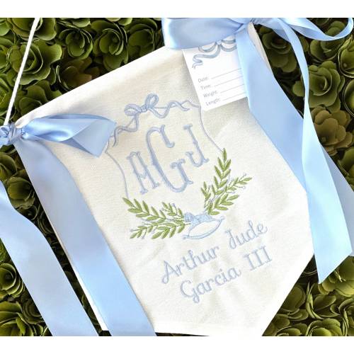 Custom Baby Banner with ROCKING HORSE Baby Banner, Welcome Banner, Hospital Door Sign, Baby Shower