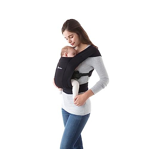 Ergobaby Embrace Cozy Newborn Baby Wrap Carrier (7-25 Pounds), Ponte Knit, Pure Black