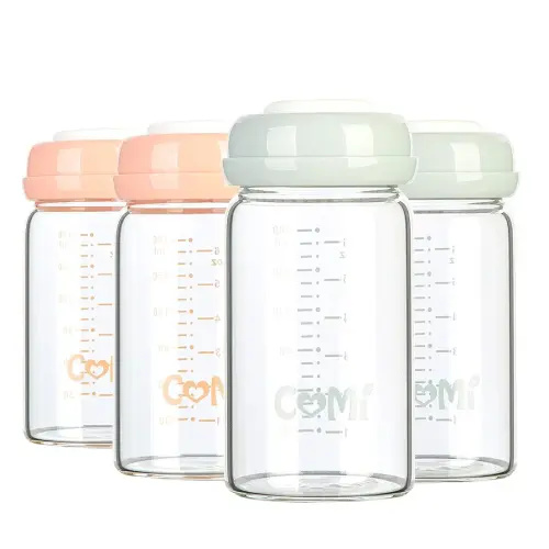 COMI Wide Neck Glass Breastmilk Collection n Storage Bottle, 4 Packs