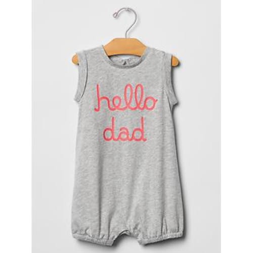 Hello dad bubble one-piece in heather grey, size: 6-12 M