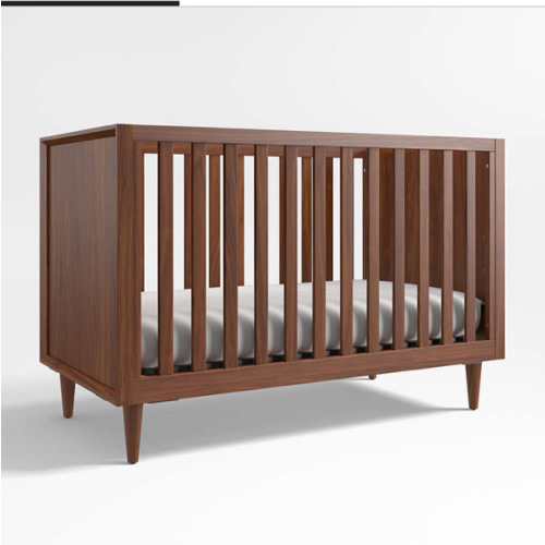 Tatum Walnut Mid-Century Wood Convertible Baby Crib