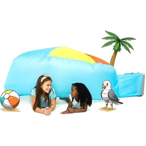 The Original Patented AirFort - Build A Fort in 30 Seconds, Inflatable Fort for Kids, Play Tent for 3-12 Years, A Playhouse Where Imagination Runs Wild, Fan not Included (Beach Ball Blue)