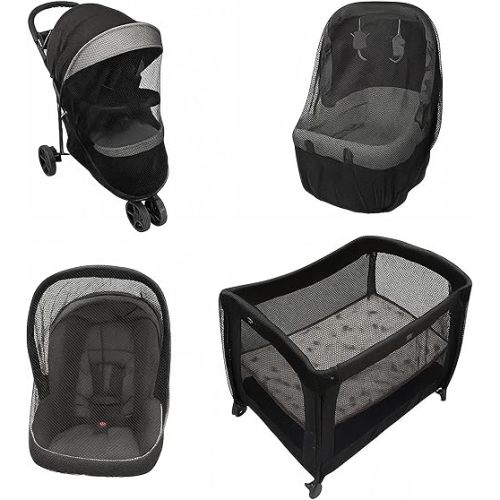 Enovoe Mosquito Net for Stroller - Bug Net for Stroller - Black Breathable Durable Polyester Mesh - Fits Strollers, Bassinets, Cradles, Playards - Pack N Plays Mini Cribs - Machine Washable