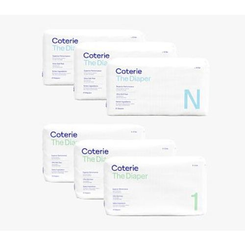 Coterie Ultra Soft Diapers: 3 packs of size NB + 3 packs of size D01