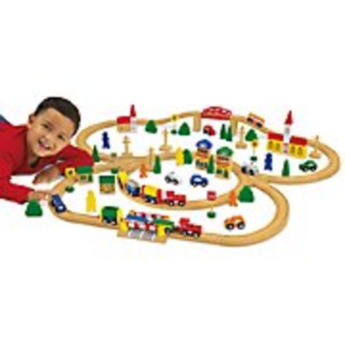 <span style="white-space: nowrap;">100-Piece</span> Wooden Train Set
