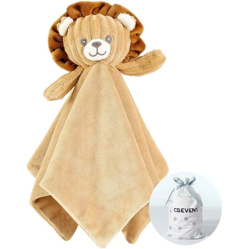 CREVENT Cozy Plush Baby Security Blanket, Loveys for Baby Girls and Boys, Birthday (Lion)