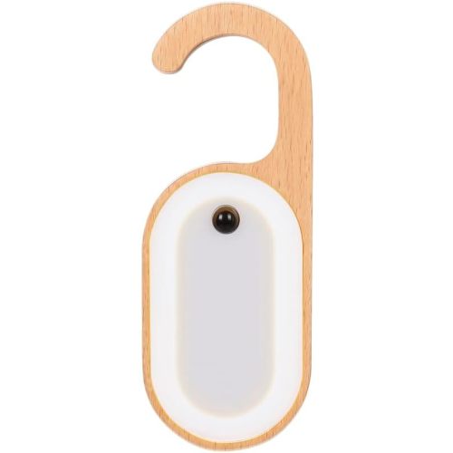 Wooden Message Memo Motion Sensor Door Key Night Light, Doorknob Board LED Door Lock Lamp, Rechargeable Doorhandle Warm Light Hook Design for Bedroom, Bathroom