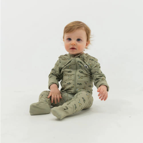 Baby Zip Up - Flying Ducks Green – BURLEBO