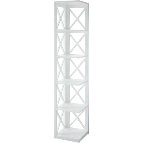Convenience Concepts Oxford 5 Tier Corner Bookcase, White