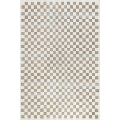 Nuloom Lulie Checkered Pet Friendly Machine Washable Area Rug, 5' x 7' 6", Beige