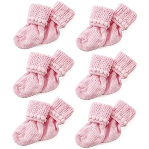 Newborn Baby Boy & Girl Socks Includes 6 Pairs of Cotton Socks