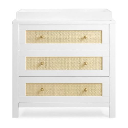 Simmons Kids' Theo 3 Drawer Dresser With Changing Top - Greenguard Gold Certified - Bianca White/textured Almond
