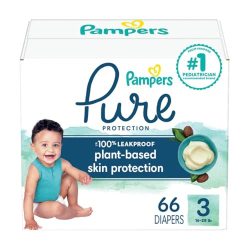 Pampers Pure Protection Diapers - Size 3, 66 Count, Hypoallergenic Premium Disposable Baby Diapers
