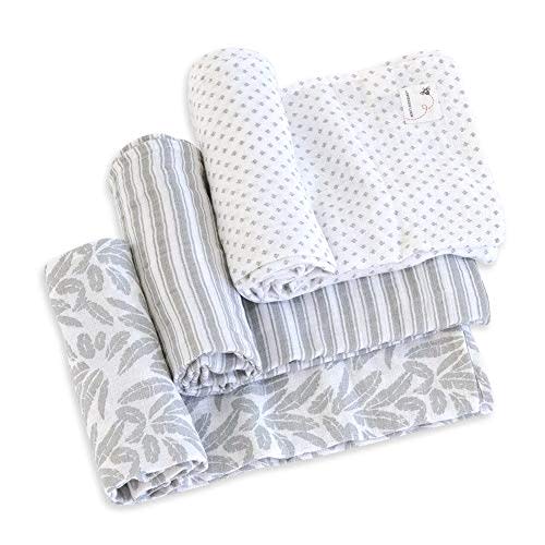 Burt's Bees Baby - HM25785 - Swaddles, Muslin Cotton Baby Blankets, 3-Pack, 47" x 47", Multipurpose Lightweight & Breathable 100% Organic Cotton (Dottie Bee)