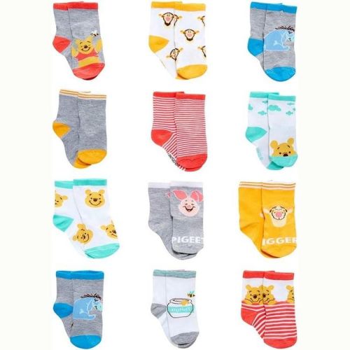 Disney Baby Boys’ Socks - 12 Pack Winnie the Pooh Socks, (Infant Age 12-24M)