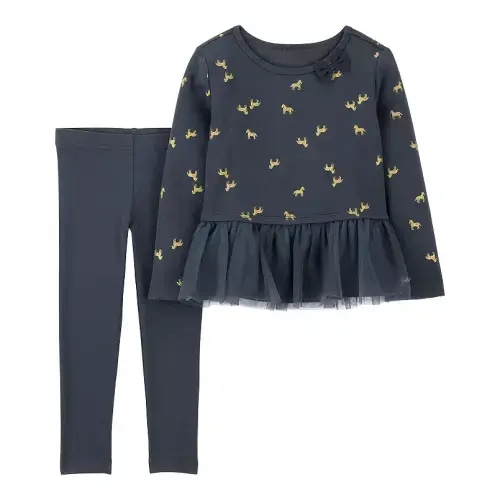 Baby Girl Carter's 2-Piece Gray Tulle Peplum Top & Pants Set