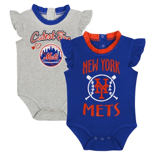 New York Mets Fanatics Newborn & Infant Two-Pack Fan Bodysuit Set - Royal/Gray