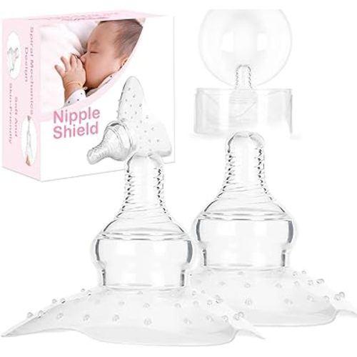 2 Pack Nipple Shields for Nursing Newborn 20mm, Nippleshield for Breastfeeding Nursing Mothers with Inverted & Sore Nipple with Carrying Case