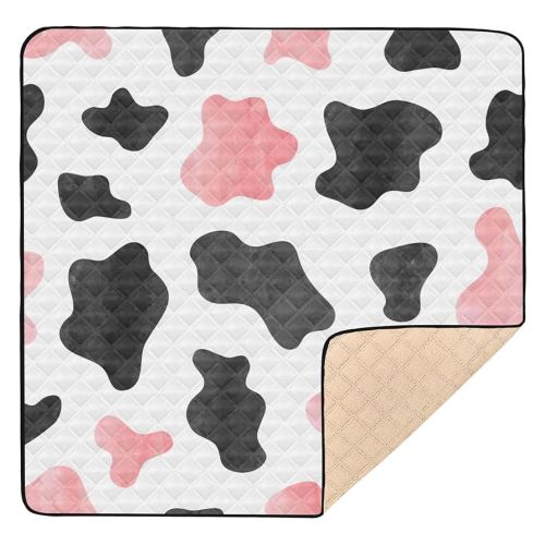 Baby Play Mat Cow Print 50" X 50" Play Gym Crawling Mat Soft Non-Slip Portable Picnic Floor Mat for Infant, Babies, Toddler, Kids
