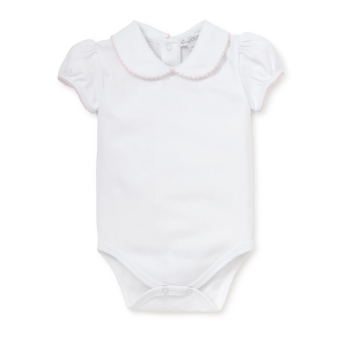 White/Pink Kissy Basics S/S Bebe Collar Bodysuit
