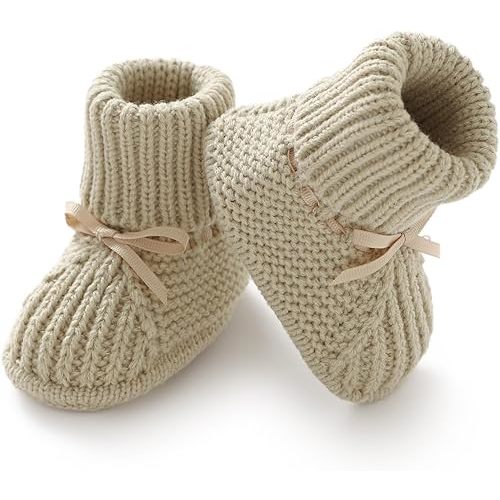 mimixiong Baby Booties Newborn Infant Sock Shoes Hand Knitting Crochet Boy and Girl Cozy Shoes