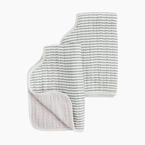 Little Unicorn Cotton Muslin Burp Cloth (2 Pack) - Grey Stripe