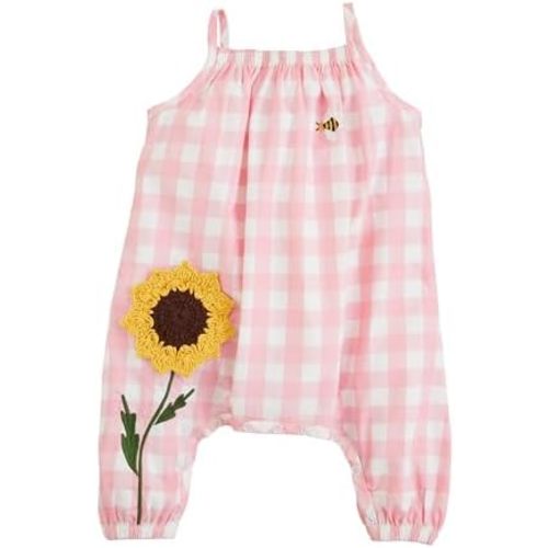 Mud Pie Unisex Baby Baby Girl Pink Check Flower 1pc;