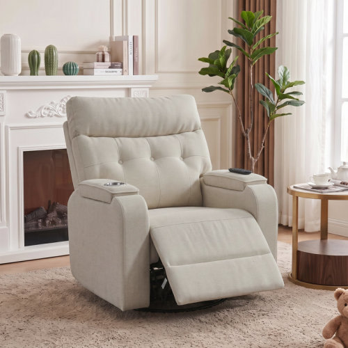 Latitude Run® Modern Chenille Swivel And Rocker Power Recliner Chair With Timing And Type-C Port & Reviews | Wayfair