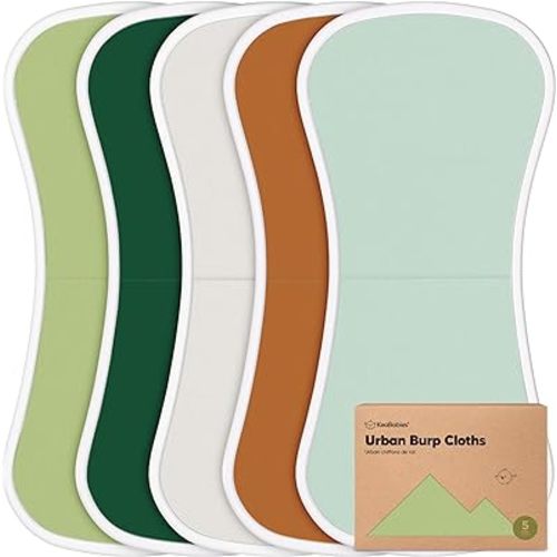 Organic Burp Cloths for Baby Boys and Girls - 5-Pack Super Absorbent Burping Cloth, Burp Clothes, Soft & Plush, Newborn Milk Spit Up Rags, Burpy Cloth Bib for Unisex, Burping Rags (Hunter)