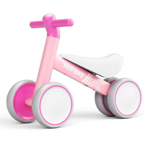KORIMEFA Baby Balance Bike for 1 Year Old Girl Gifts, 10-36 Month Toddler Balance Bike, 4 Wheels Wheels Pre-School First Ride On Toys, 1st Birthday Gifts, Pink