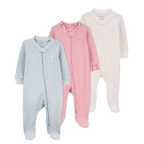 Baby 3-Pack 2-Way Zip Thermal Textured Sleep & Play Pajamas | Carter's