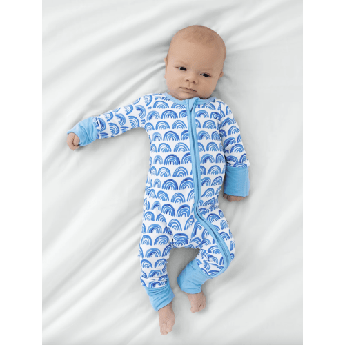 0-3M Blue Rainbows Zippy - Little Sleepies