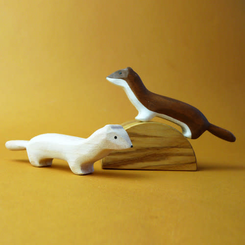 Handmade Wooden Weasel Set (2 pcs)