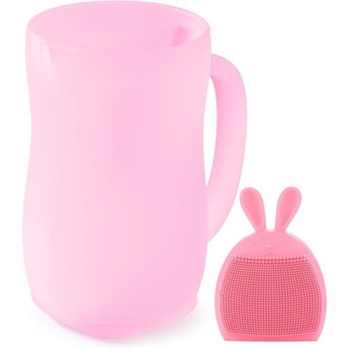 Holinduk HOLINDK Baby Bath Rinse Cup - Food - grade Silicone, 25 fl. oz Large Capacity, Gentle and Comfortable Rinsing (pink)