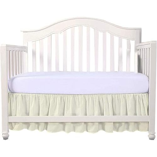 Cottington Lane Ivory Infrant Crib Bed Skirt Dust Ruffle with Split Corner, 100% Natural Cotton Nursery Crib Toddler Bedding Skirt for Baby Girls or Boy, Fits Standard Cribs 28" x 52" with 14" Drop