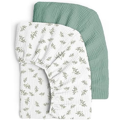 Lulu moon Muslin Crib Sheets - Fitted Crib Mattress Sheets for Boys and Girl - 28"x 52", 2 Pack