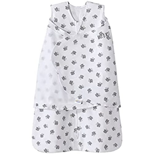 HALO 100% Cotton Sleepsack Swaddle, 3-Way Adjustable Wearable Blanket, TOG 1.5, Lamb Scribble White, Small, 3-6 Months